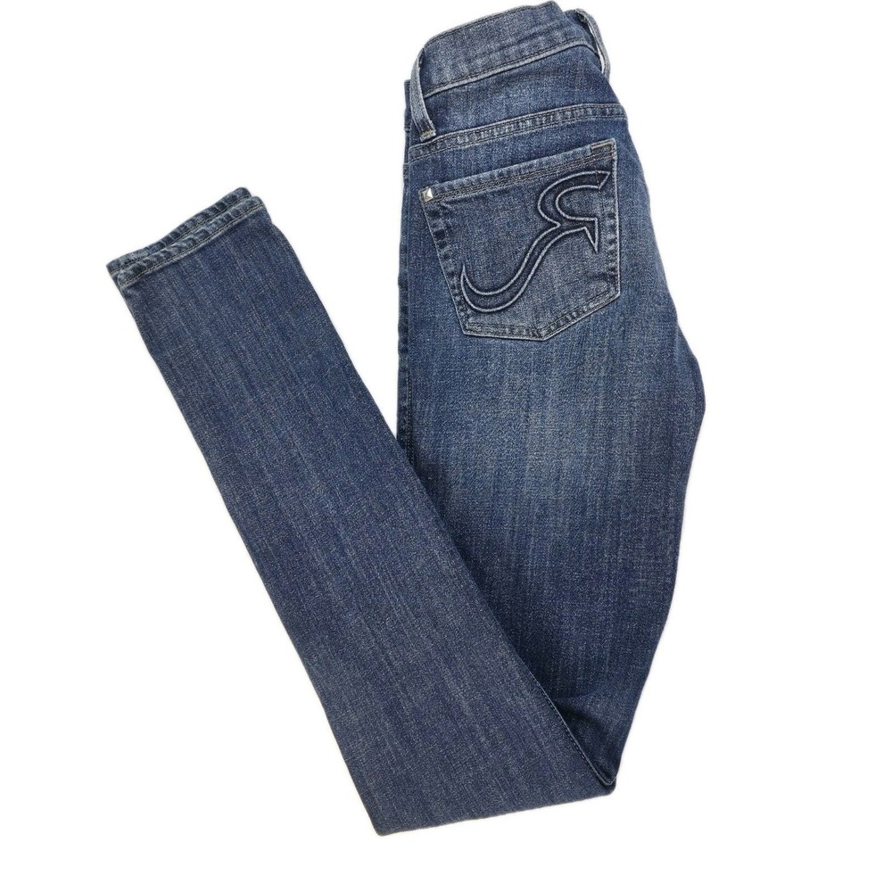 Rock & Republic Womens Jeans Berlin Blue Skinny Studded Size 2 Long 28x33 Tall - Picture 3 of 11